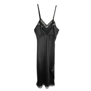 Vintage Ashley Taylor Slip Dress Womens 32/XS Black Lace Trim Babydoll USA